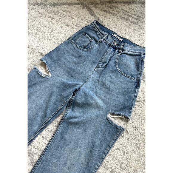 High Rise Wide Leg Jeans with Slash Details Size M - Picture 5 of 8